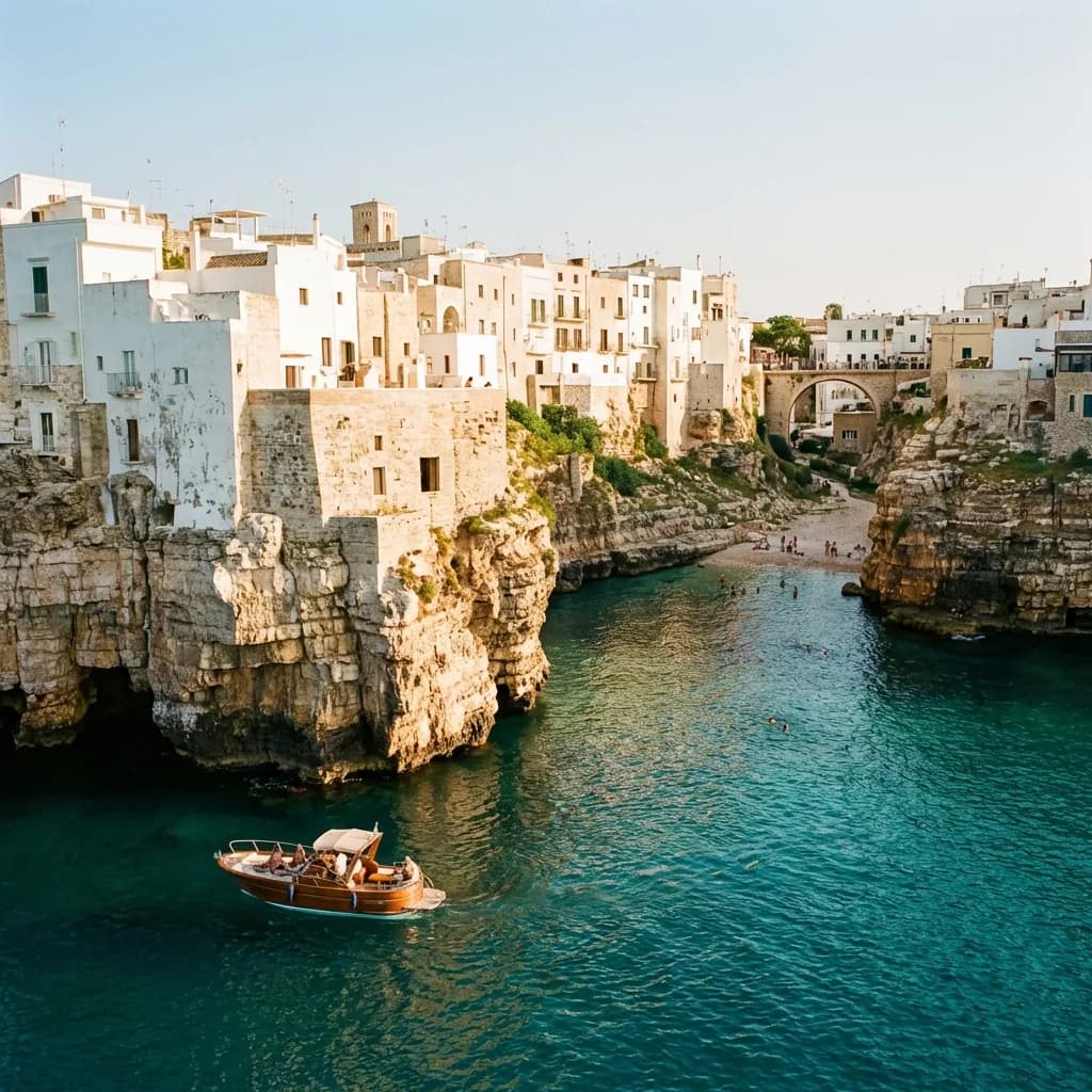 POLIGNANO A MARE: Kolacja na klifie i pływanie w jaskiniach